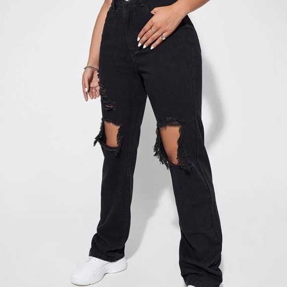 Destroyed high waisted boyfriend jeans - Picture 3 of 3